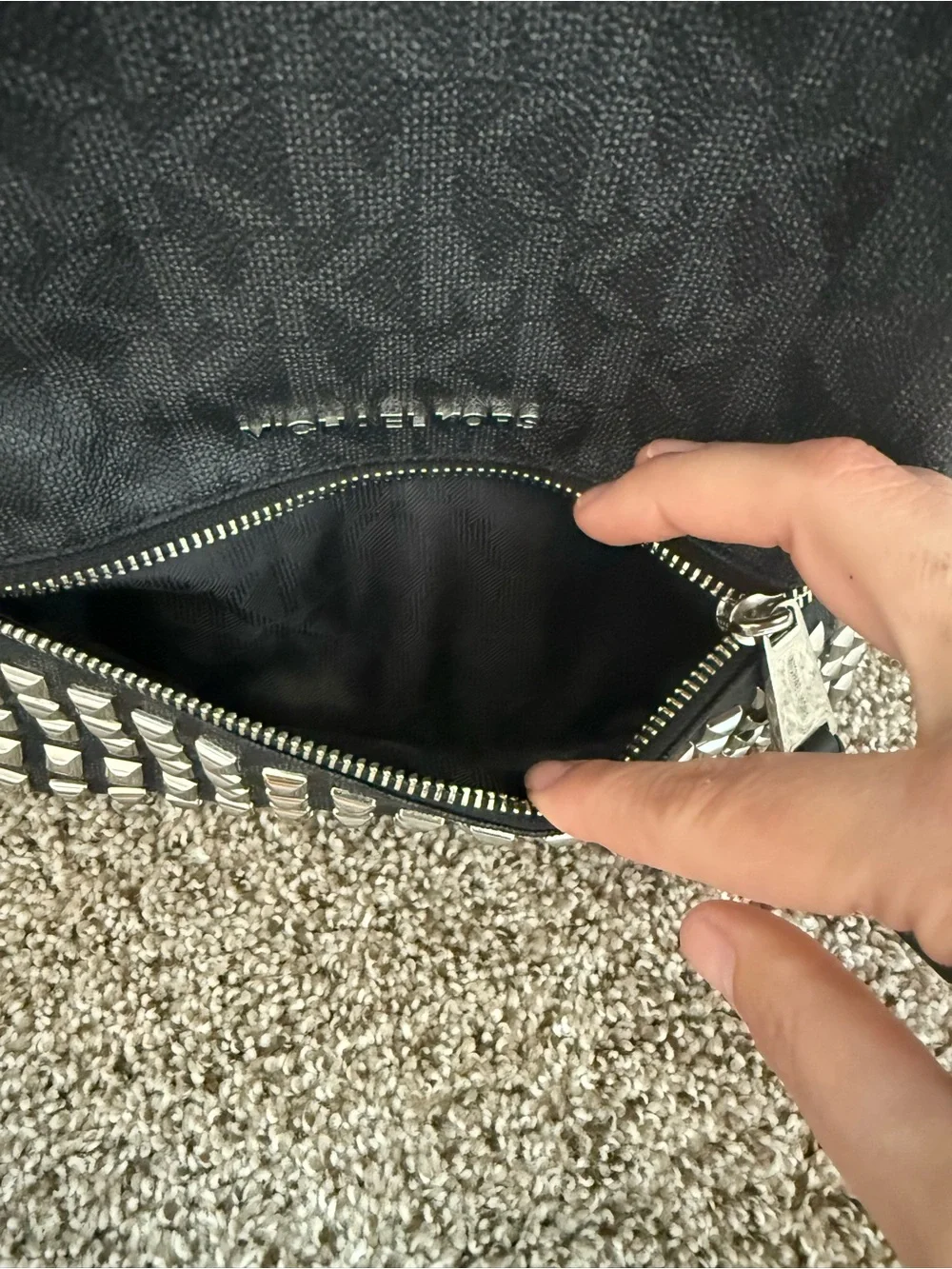 Michael Kors Black Studded Logo Backpack